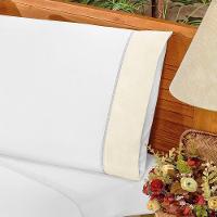 Jogo De Cama Lençol Queen Elegance Exclusivo180 Fios 80% Algodão 04 Peças - Branco E Palha - 3