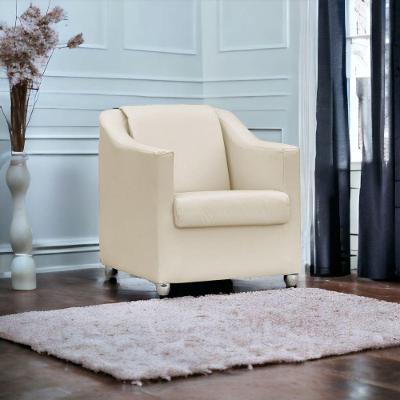 Poltrona Mila Decorativa Corino Bege Pés Plástico Clique & Decore