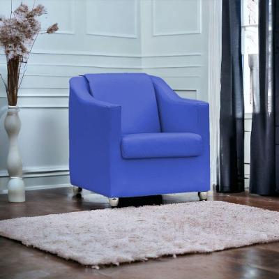 Poltrona Mila Corino Cores Pé De Plástico Cromado - Azul-royal, Corino