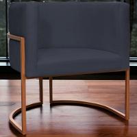 Poltrona Decorativa Recepção Luna Suede Cores Base De Ferro Bronze - Preto, Suede - 6