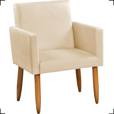 Poltrona Decorativa Nina Para Sala Suede Bege Pés Palito Clique & Decore