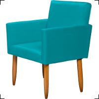 Poltrona Decorativa Para Sala Nina Suede Cores Pé Palito Castanho - Azul-turquesa, Suede - 2