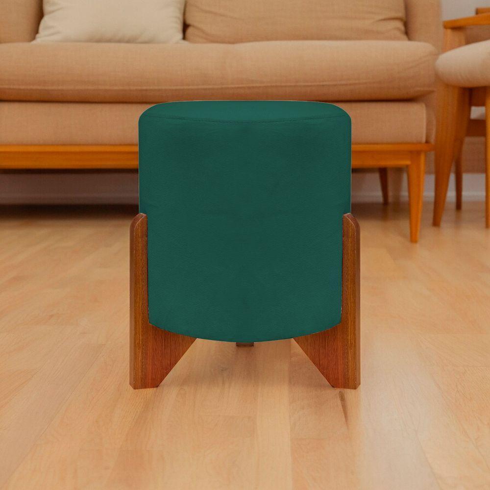 Puff Redondo Eloah Suede Cores Pe Castanho - Verde, Suede - 5