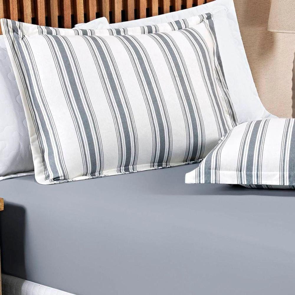 Jogo De Lençol Casal Padrão Marim Malha 100% Algodão 3 Peças - Cinza - 2