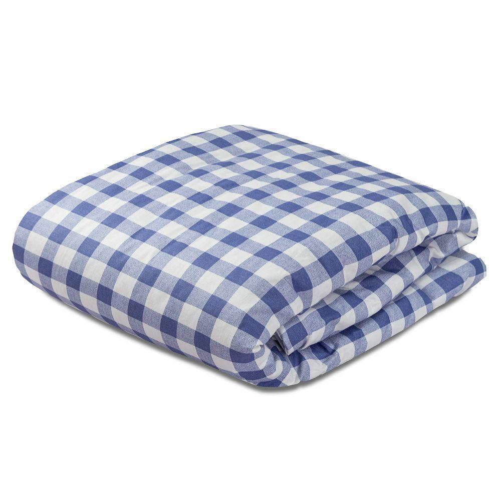 Edredom Dupla Face Para Berço Percal 200 Fios 100% Algodão 1 Peça - Xadrez Azul - 1