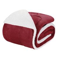 Edredom Solteiro Coberdrom Noruega Sherpa/mantinha 1 Peça - Vinho - 1