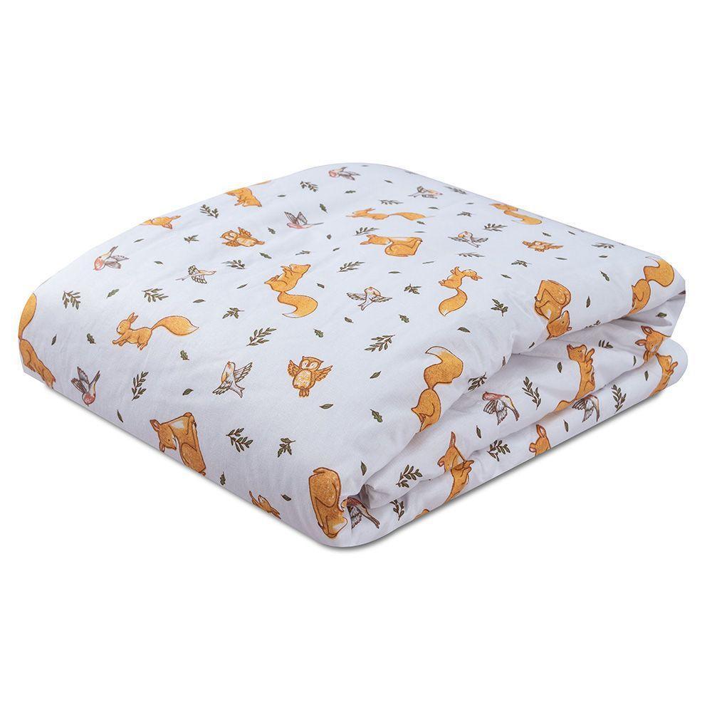 Edredom Dupla Face Para Berço Percal 200 Fios 100% Algodão 1 Peça - Raposinha - 1