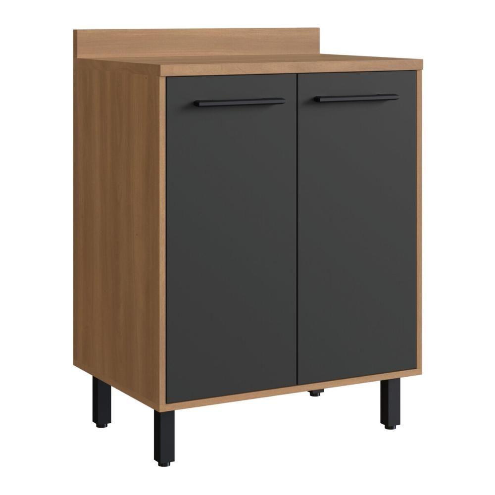 Balcão De Cozinha 70cm Para Cooktop Com Tampo E 2 Portas Havana Multimóveis Cr20309 Rovere/grafite - 1