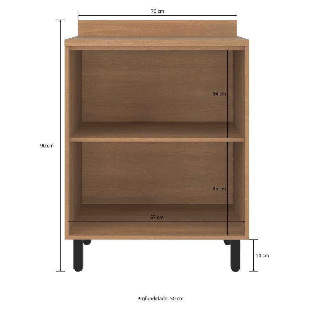 Balcão De Cozinha 70cm Para Cooktop Com Tampo E 2 Portas Havana Multimóveis Cr20309 Rovere/grafite - 5