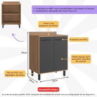 Balcão De Cozinha 70cm Para Cooktop Com Tampo E 2 Portas Havana Multimóveis Cr20309 Rovere/grafite