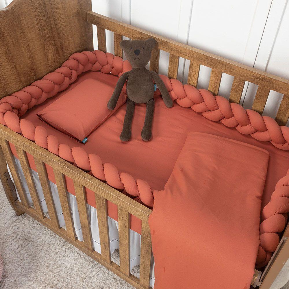 Trança Protetora Para Berço E Cama Percal 200 Fios Liso - Terracota - 2