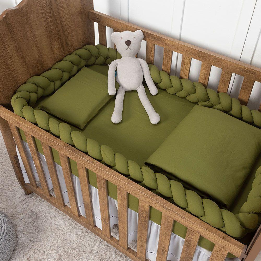 Trança Protetora Para Berço E Cama Percal 200 Fios Liso - Verde Oliva - 2