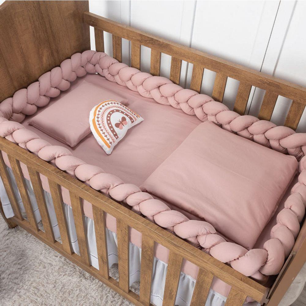 Trança Protetora Para Berço E Cama Percal 200 Fios Liso - Rose - 2