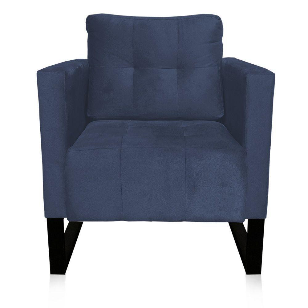 Kit 2 Poltronas Livia Suede Base Industrial Preto - D\'rossi Cor Azul Marinho - 3