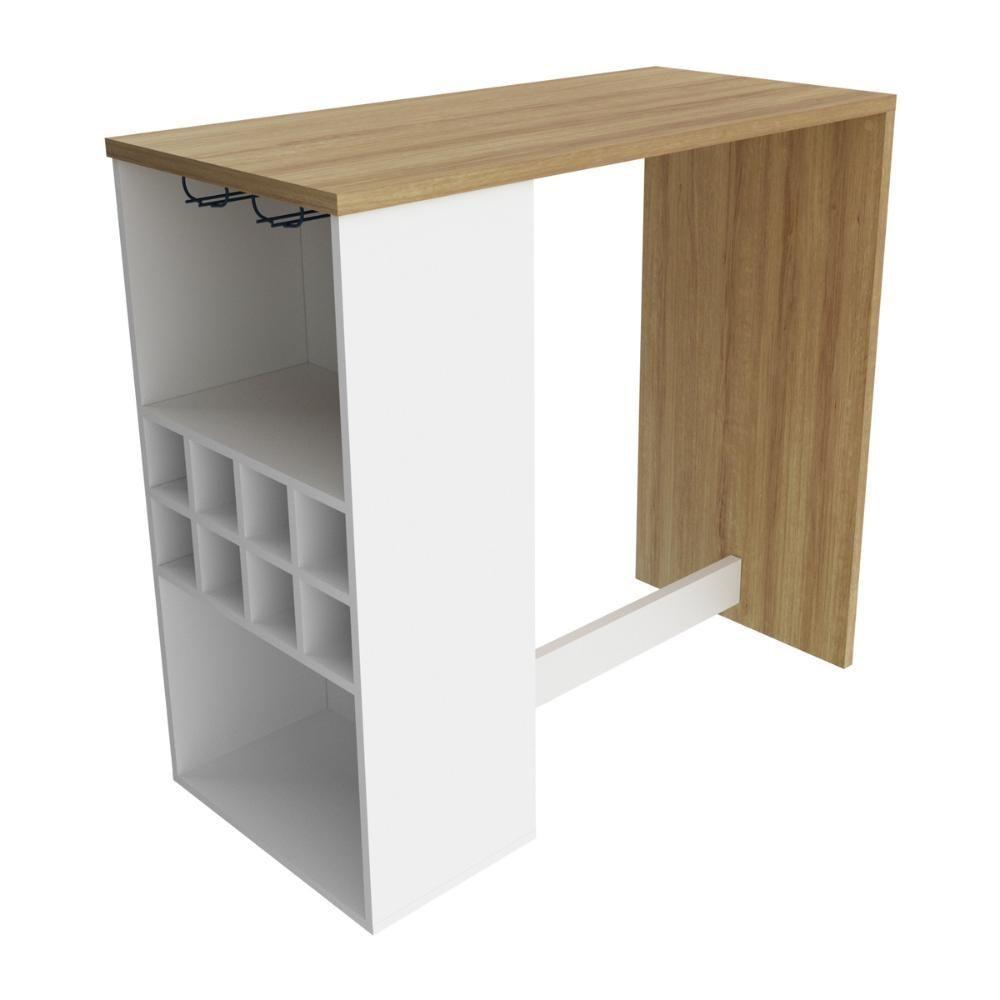 Bancada Para Cozinha 110cm Com Adega E Porta-taças Multimóveis Cr20342 Branco/amêndoa - 1