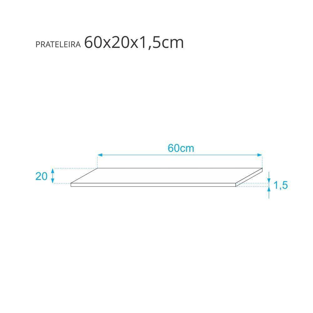 Kit 3 Prateleiras 60 X 20cm Cinza Claro Suporte Invisível - 6