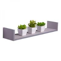 Prateleira U 60 X 10cm Cinza Claro Suporte Invisível - 1