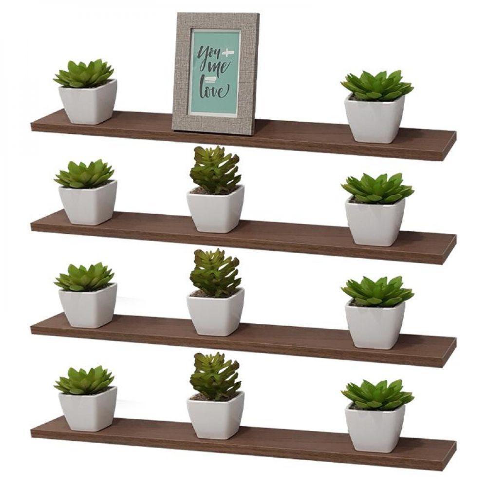 Kit 4 Prateleiras 70 X 10cm Nogal Suporte Invisível - 2