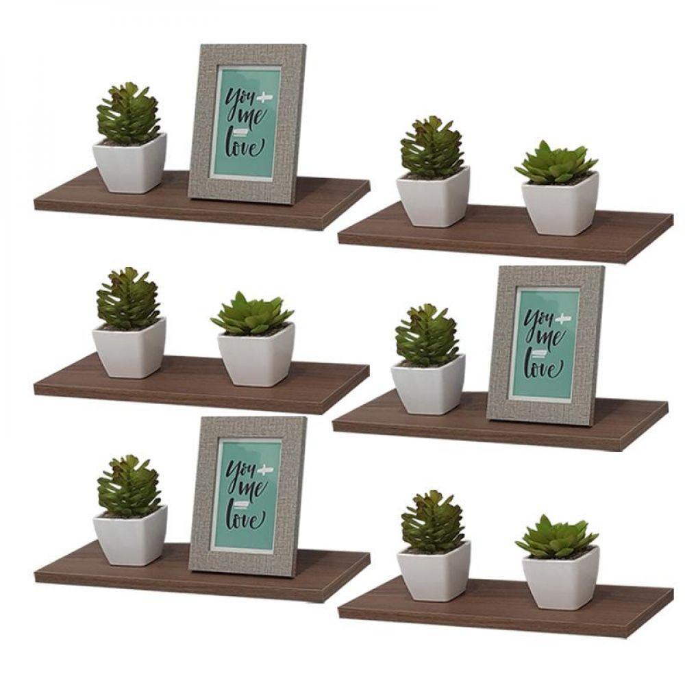 Kit 6 Prateleiras 40 x 15cm Nogal Suporte Invisível - 3