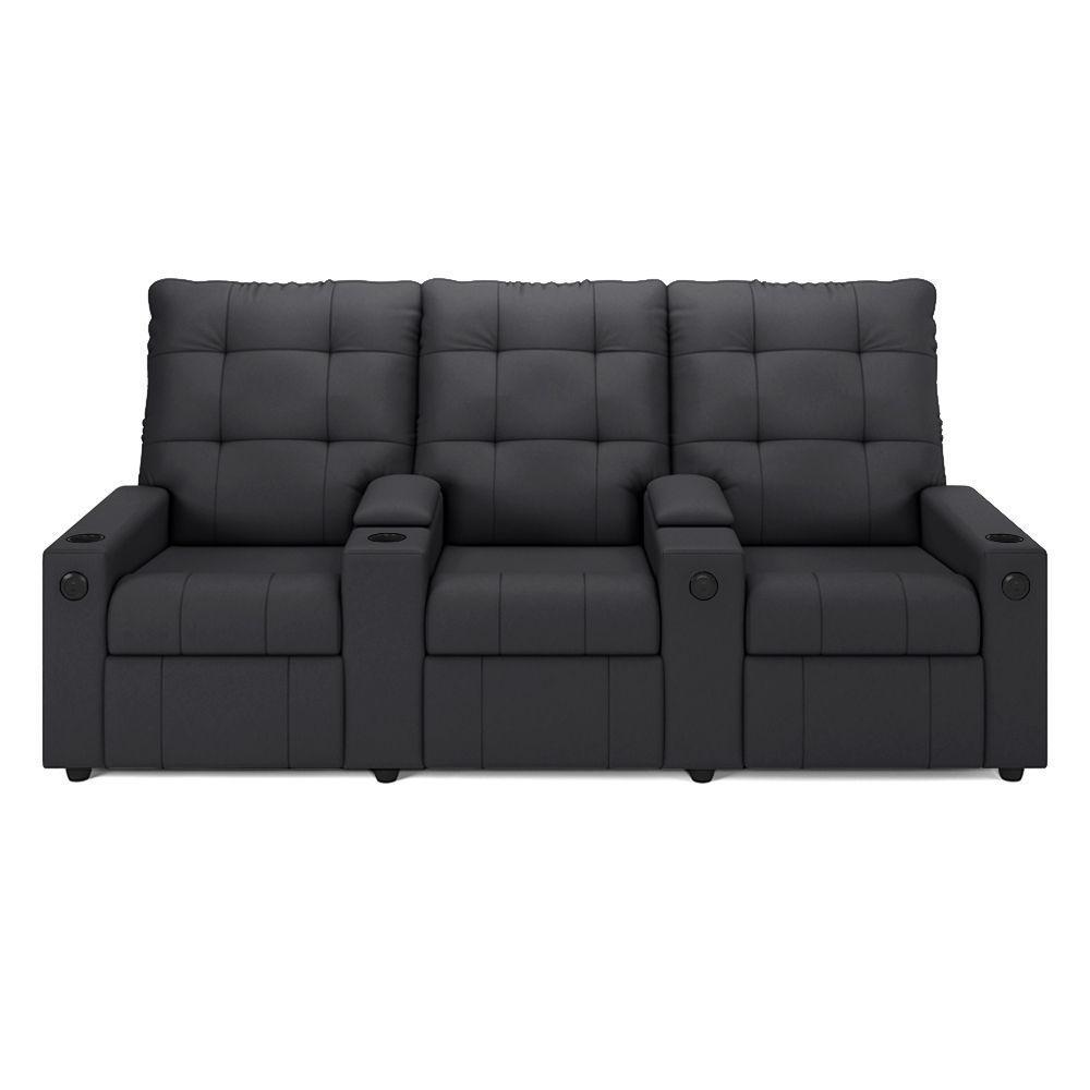 Poltrona Reclinável Para Cinema Parma 3 Lugares Baú Usb Veludo Fh1 - D\'rossi Cor Preto - 8