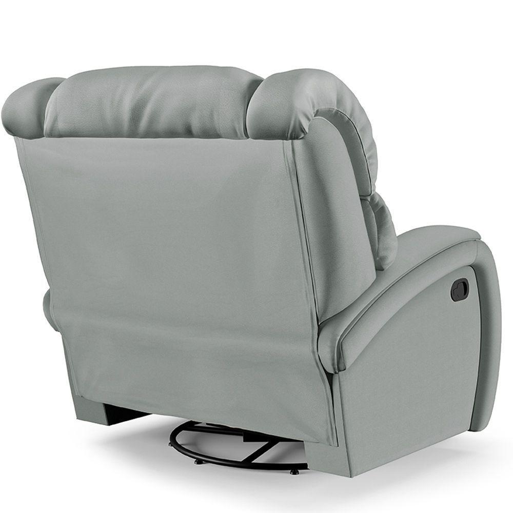 Poltrona Do Papai Reclinável Napoli Glider Giratória Usb Pu Cinza Fh1 - D\'rossi - 3