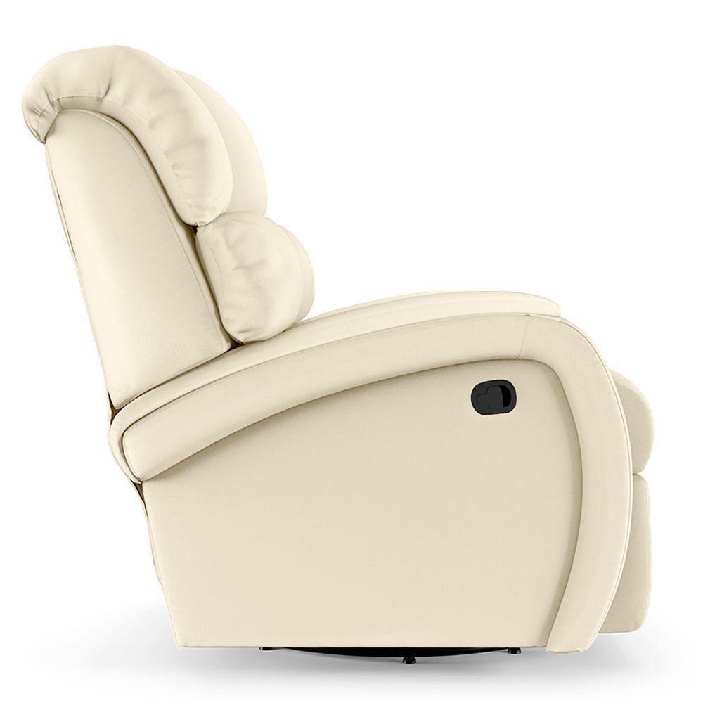 Poltrona Do Papai Reclinável Napoli Glider Giratória Usb Pu Fh1 - D\'rossi Cor Bege - 2