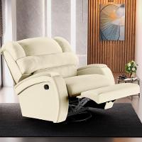 Poltrona Do Papai Reclinável Napoli Glider Giratória Usb Pu Fh1 - D\'rossi Cor Bege - 7