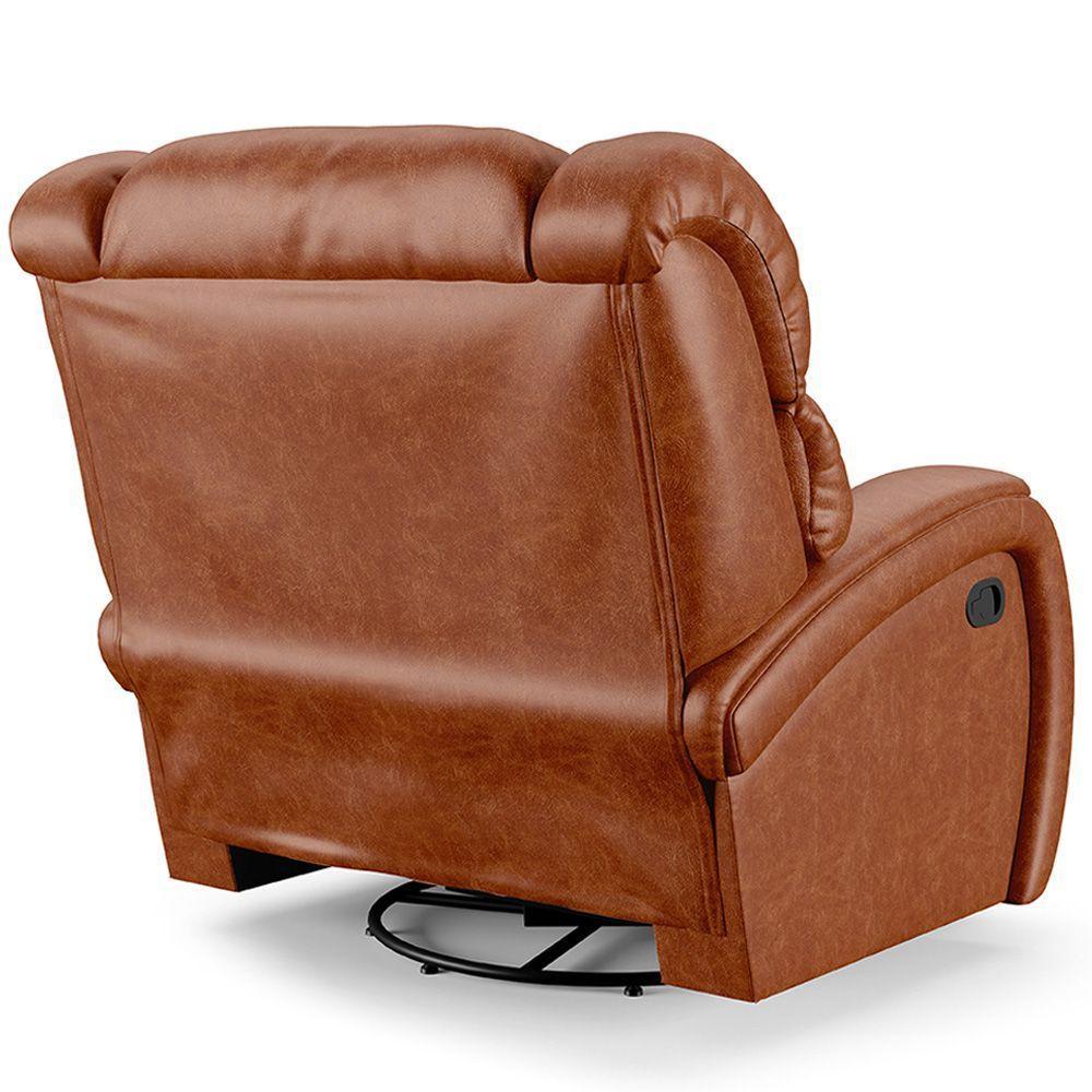 Poltrona Do Papai Reclinável Napoli Glider Giratória Usb Pu Brilho Fh1 - D\'rossi Cor Caramelo - 5
