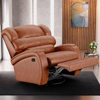 Poltrona Do Papai Reclinável Napoli Glider Giratória Usb Pu Brilho Fh1 - D\'rossi Cor Caramelo - 7