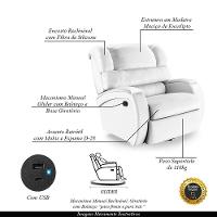 Poltrona Do Papai Reclinável Napoli Glider Giratória Usb Pu Fh1 - D\'rossi Cor Branco - 8