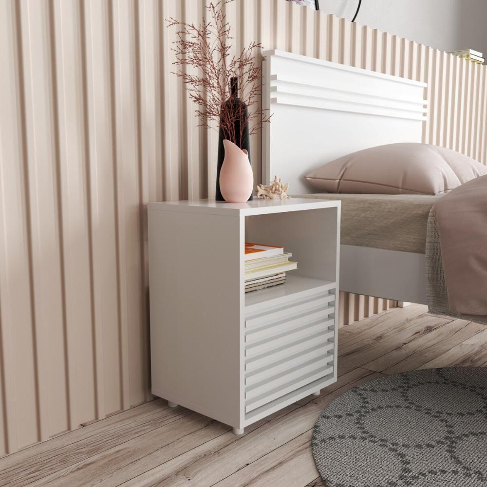 Mesa De Cabeceira 38,3cm Com 1 Gaveta Ripada Multimóveis Cr35246 Branco - 2