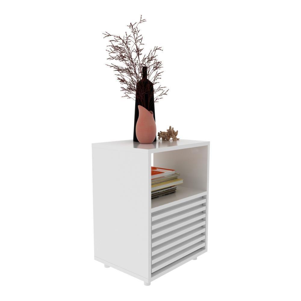 Mesa De Cabeceira 38,3cm Com 1 Gaveta Ripada Multimóveis Cr35246 Branco - 3