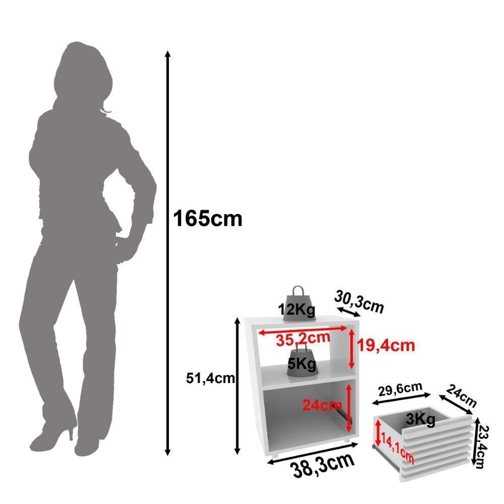 Mesa De Cabeceira 38,3cm Com 1 Gaveta Ripada Multimóveis Cr35246 Branco - 7