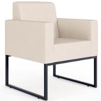 Poltrona Decorativa Para Sala De Estar Recepção Base Fixa De Metal Helô L02 Suede Bege - 1