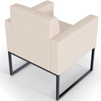 Poltrona Decorativa Para Sala De Estar Recepção Base Fixa De Metal Helô L02 Suede Bege - 3