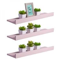 Kit 3 Prateleiras Porta Quadros 90 x 10cm Rosa Claro Invisível - 1