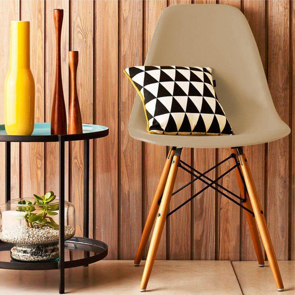 Kit 04 Cadeiras Decorativas Eiffel Charles Eames F03 Nude Com Pés De Madeira - Lyam Decor - 6