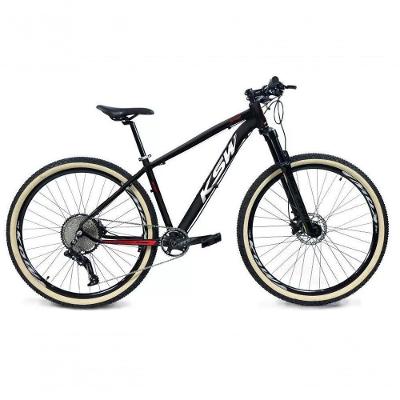 Bicicleta 29 Ksw Xlt 12v Freios Hidráulicos 1x12v Trava No Ombro Pneu Bege - Preto-vermelho-branco Tam.21