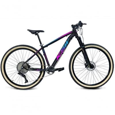 Bicicleta 29 Ksw Xlt 12v Freios Hidráulicos 1x12v Trava No Ombro Pneu Bege - Preto-pink-azul Tam.17