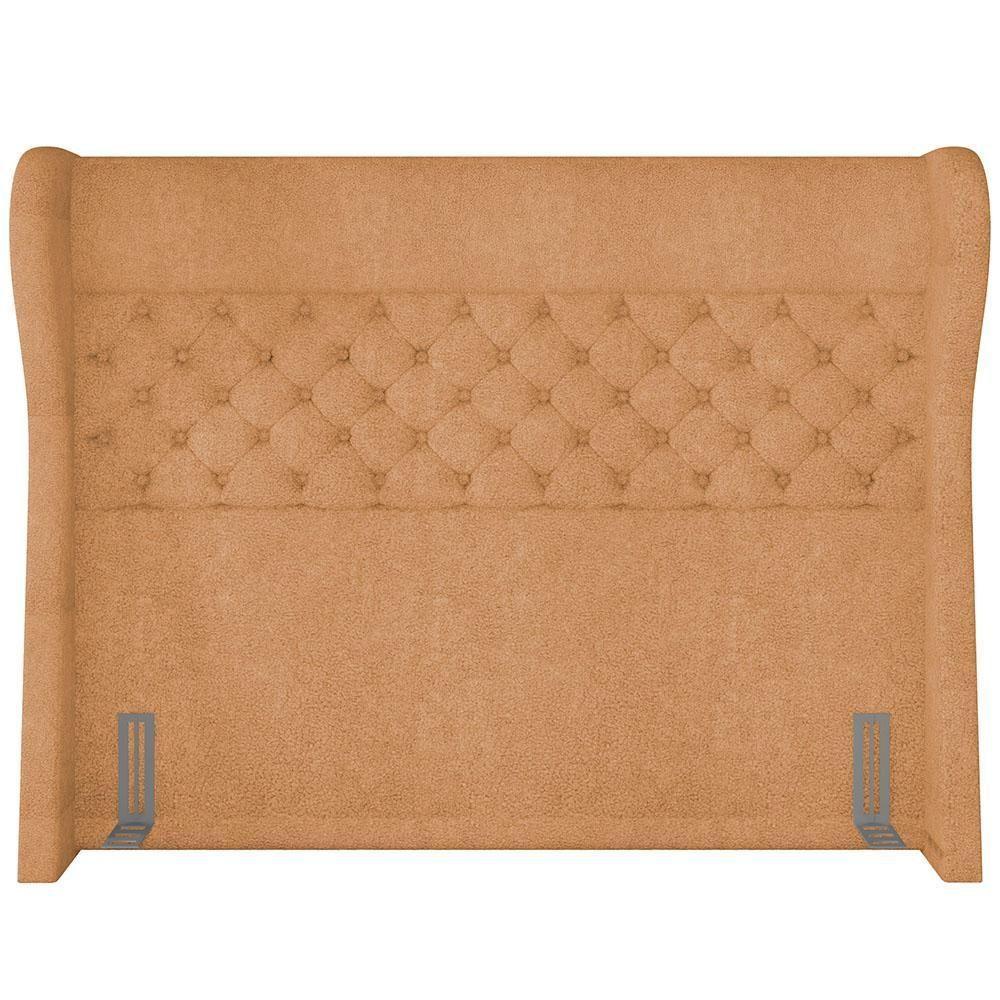 Kit Cabeceira Cama Box Casal 160cm Madrid Com Puff Recamier Santorini Bouclê Mostarda - 6