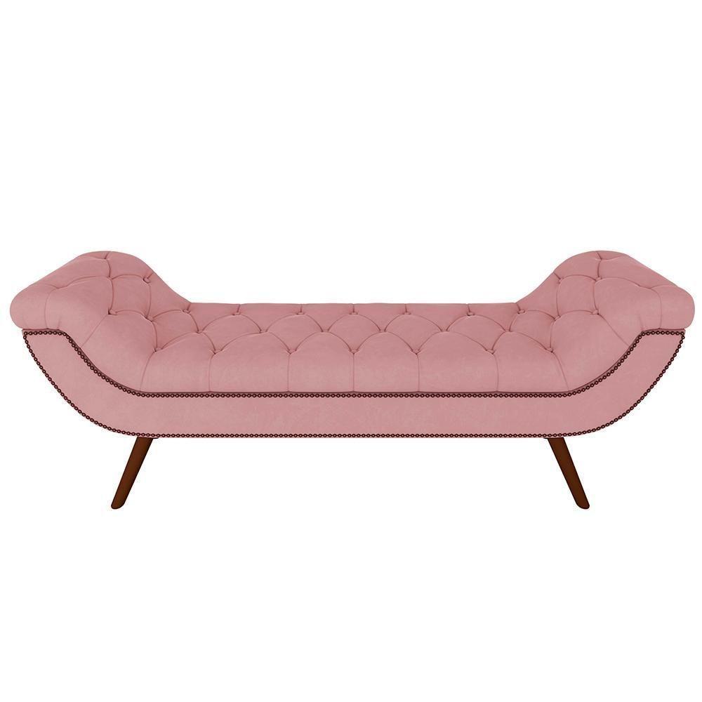 Kit Cabeceira Cama Box Casal 140cm Madrid Com Puff Recamier Santorini Veludo Rosê - 6