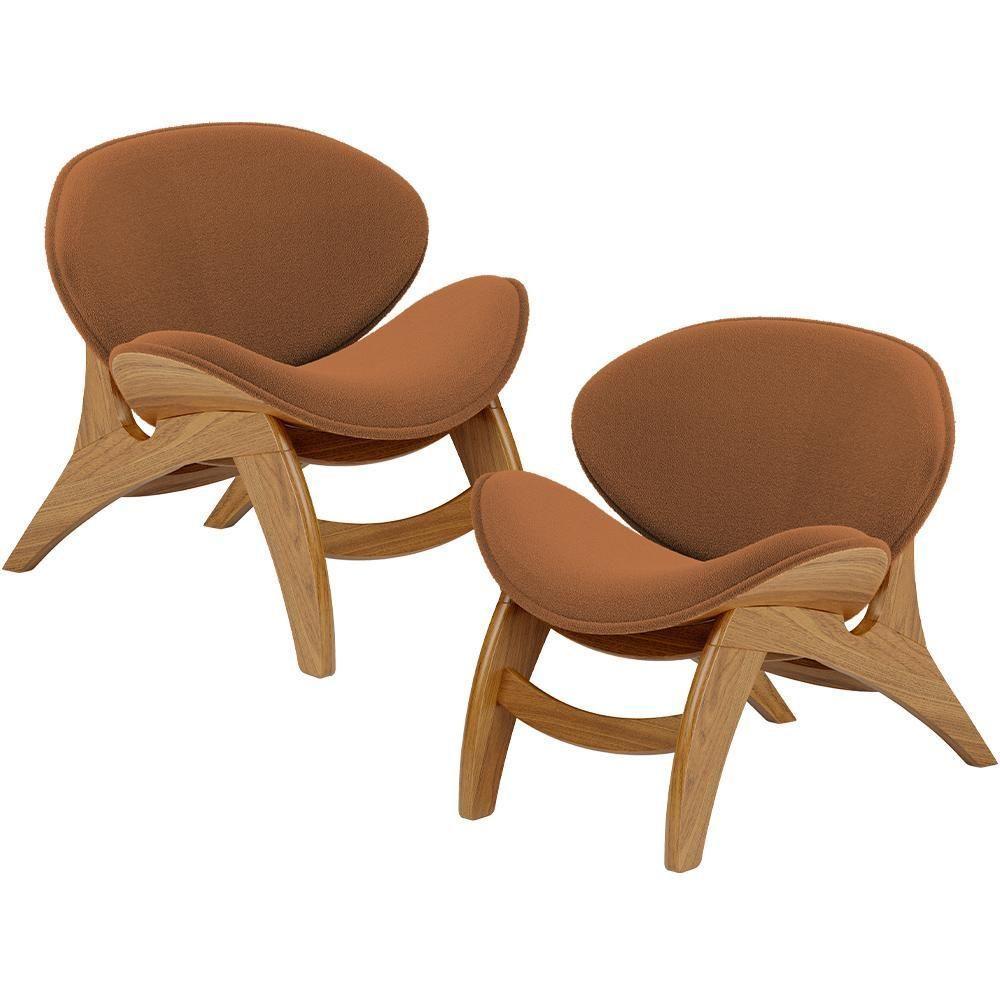 Kit 2 Poltronas Decorativa Orgânica Sala Living Kadosh L02 Bouclê Terracota - 1