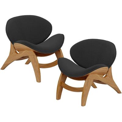 Kit 2 Poltronas Decorativas Orgânicas Kadosh L02 Bouclê Preto Lyam Decor