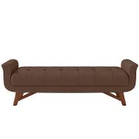 Puff Recamier Decorativo Com Pés Em Madeira 140cm Itália Veludo Marrom