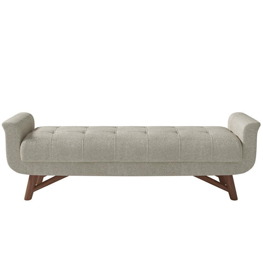 Kit Cabeceira Cama Box Paris 195cm Com Puff Recamier Itália P05 Bouclê Creme - 9