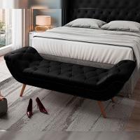 Kit Cabeceira Cama Box Casal 140cm Madrid Com Puff Recamier Santorini Couríssimo Preto - 7