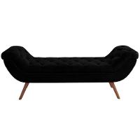 Kit Cabeceira Cama Box Casal 140cm Madrid Com Puff Recamier Santorini Couríssimo Preto - 9