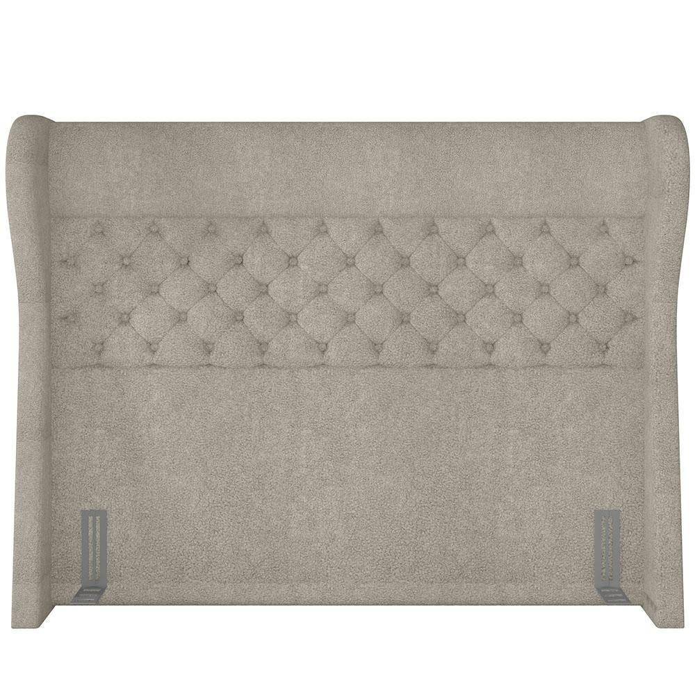 Kit Cabeceira Cama Box Casal 195cm Madrid Com Puff Recamier Santorini Bouclê Creme - 6