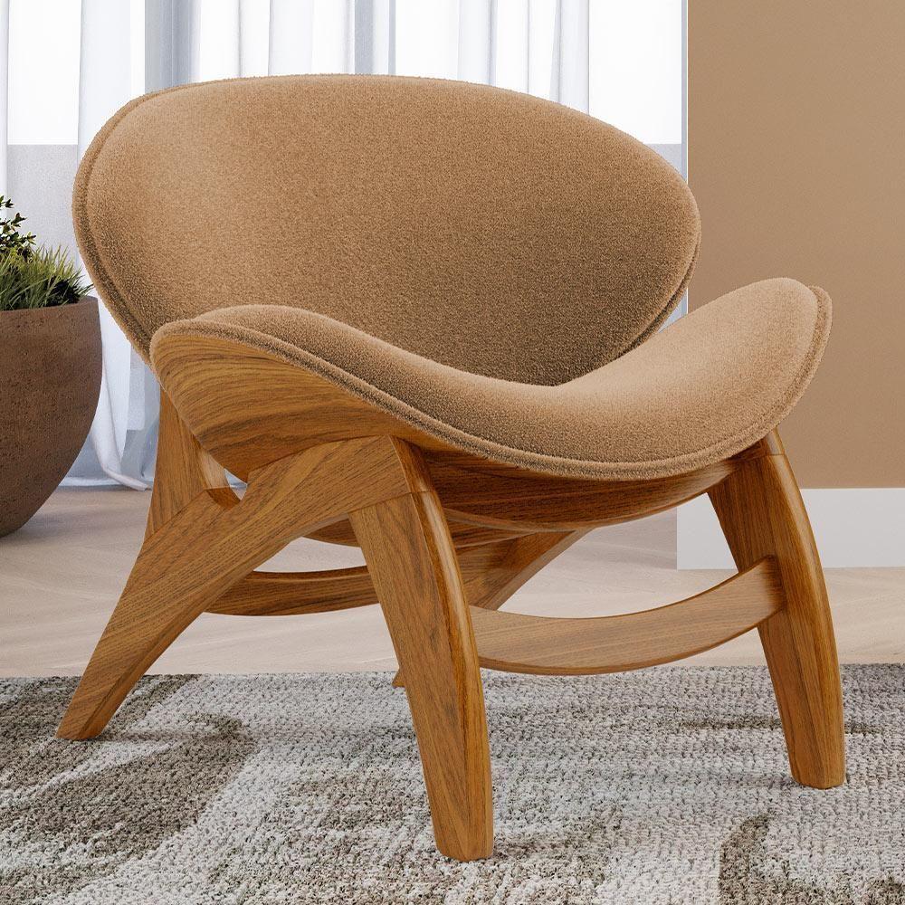 Poltrona Decorativa Orgânica Sala Living Kadosh L02 Bouclê Mostarda - 3