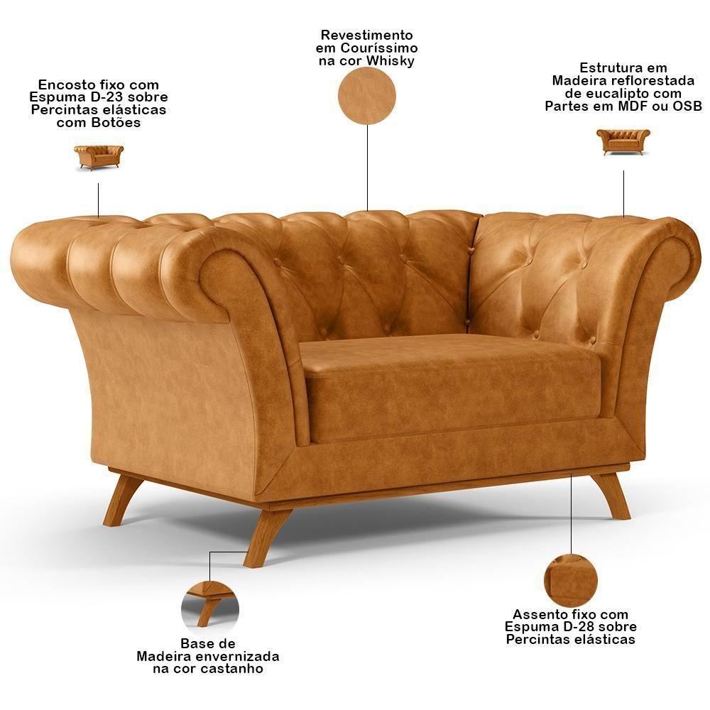 Sofá 2 Lugares Império 150cm D02 Couríssimo Whisky B-90 - 5